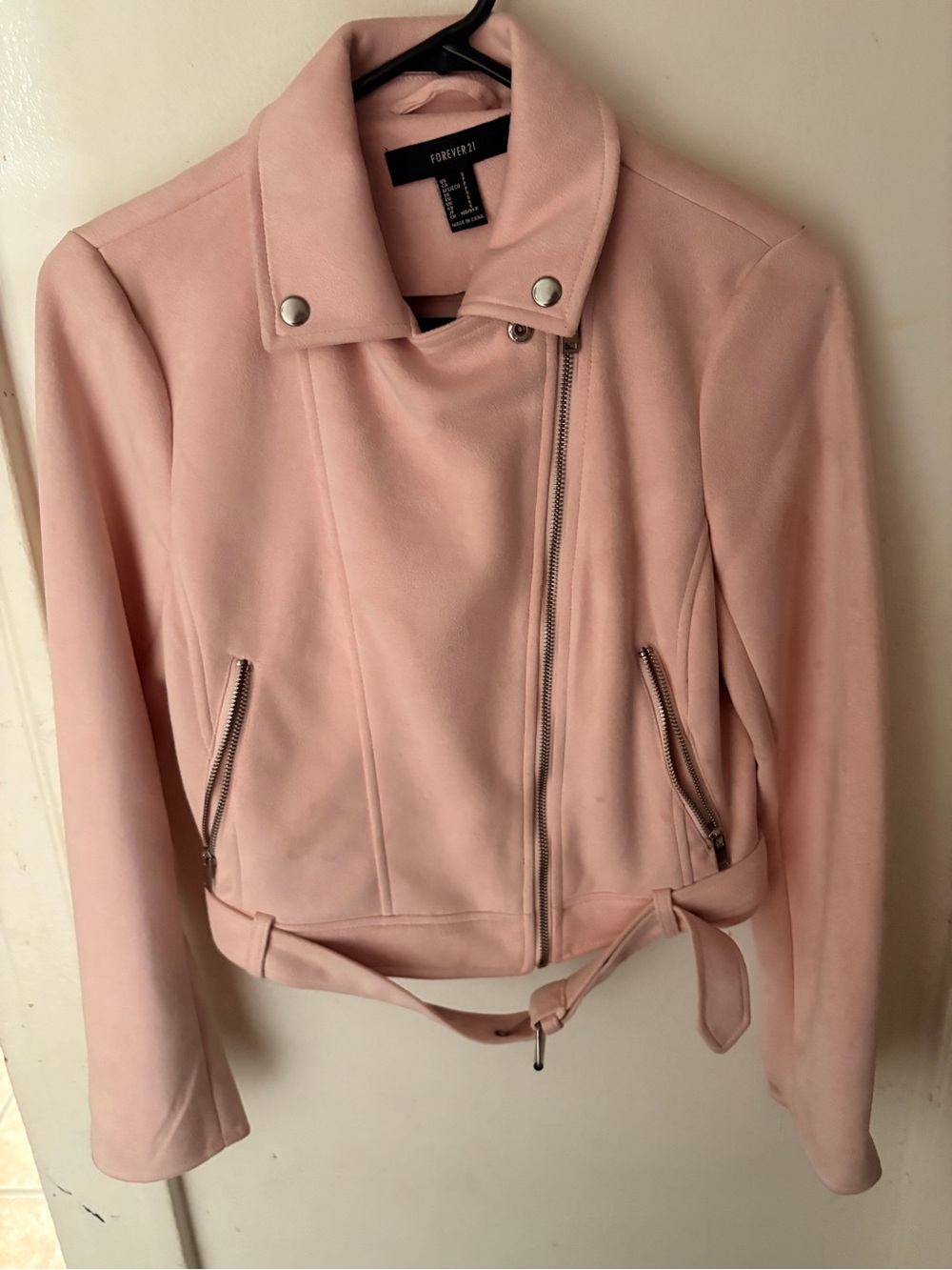 Forever 21 Blush Pink Asymmetric Moto Jacket